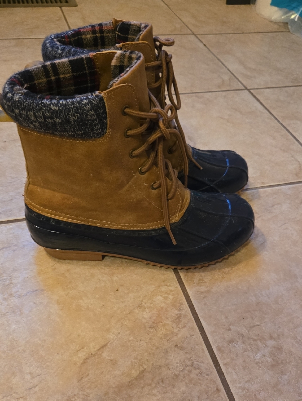 Women’s Lace-Up Rain Boots - Brown & Navy